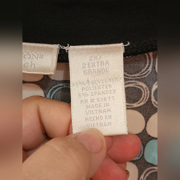 Worthington retro inspired, faux wrap blue/blk/white blouse Size 2X - Picture 5 of 6